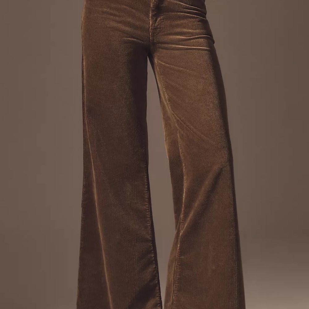 Anthropologie Pilcro Corduroy High-Rise Wide-Leg Flare Jeans in Moss